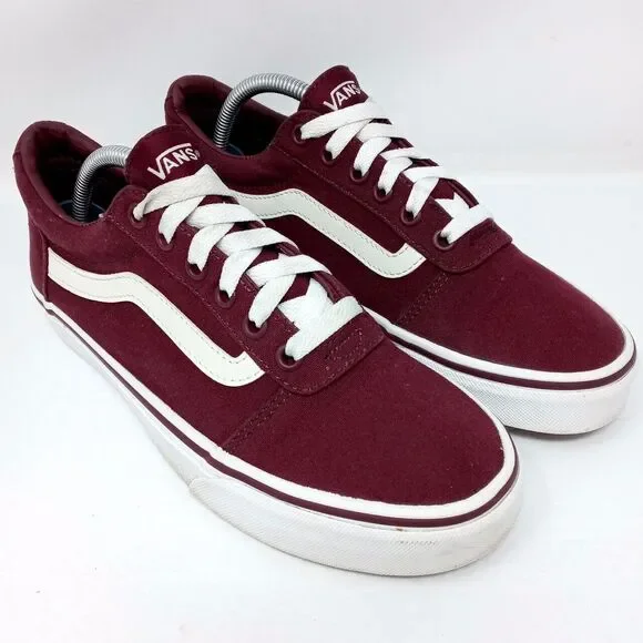Vans Old Skool Burgundy Canvas Sneaker Skate Shoes - Women's Size 8 - Picture 2 of 9